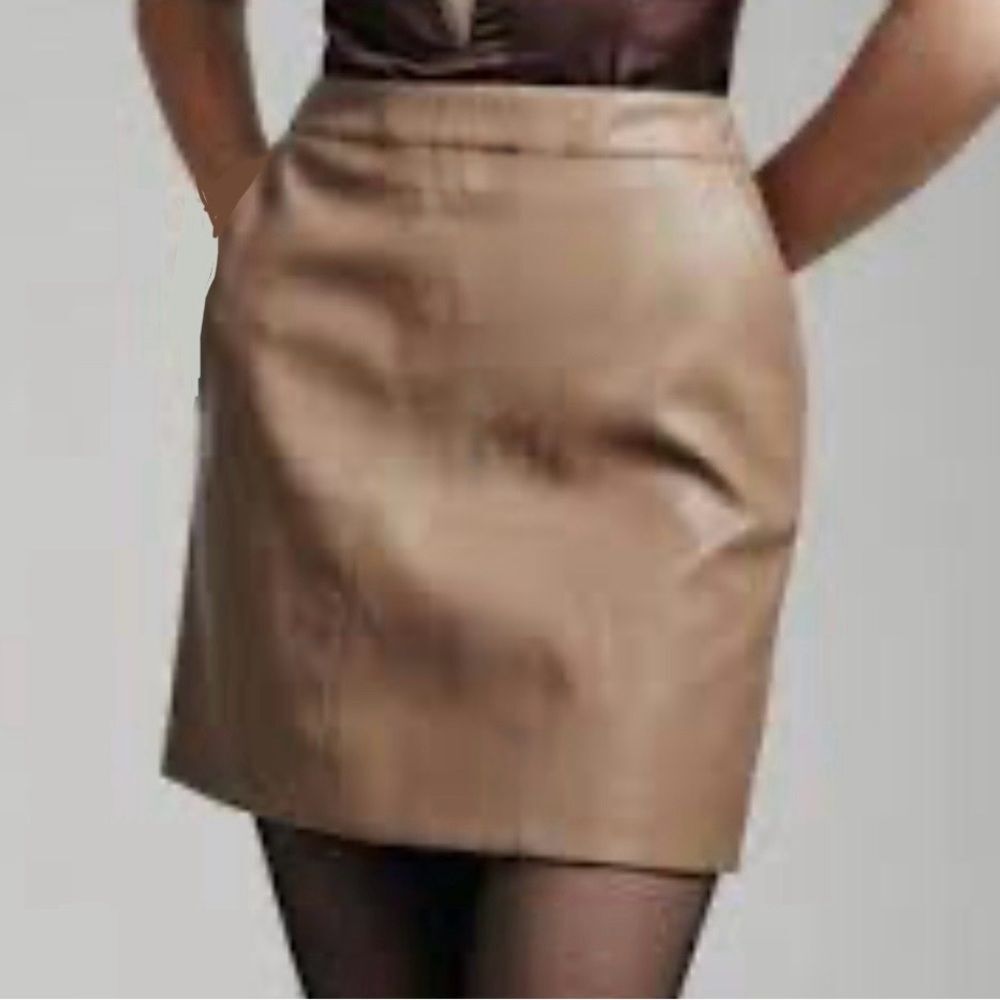 Mocha tan faux leather mini skirt size medium